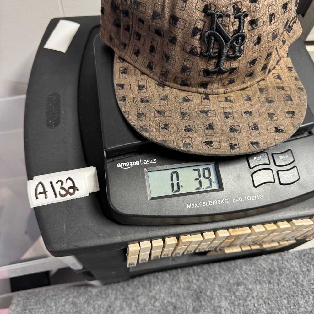 New York Mets New Era 59FIFTY Fitted Hat Mens 7 3/8 Brown MLB All Over Print - Picture 8 of 8